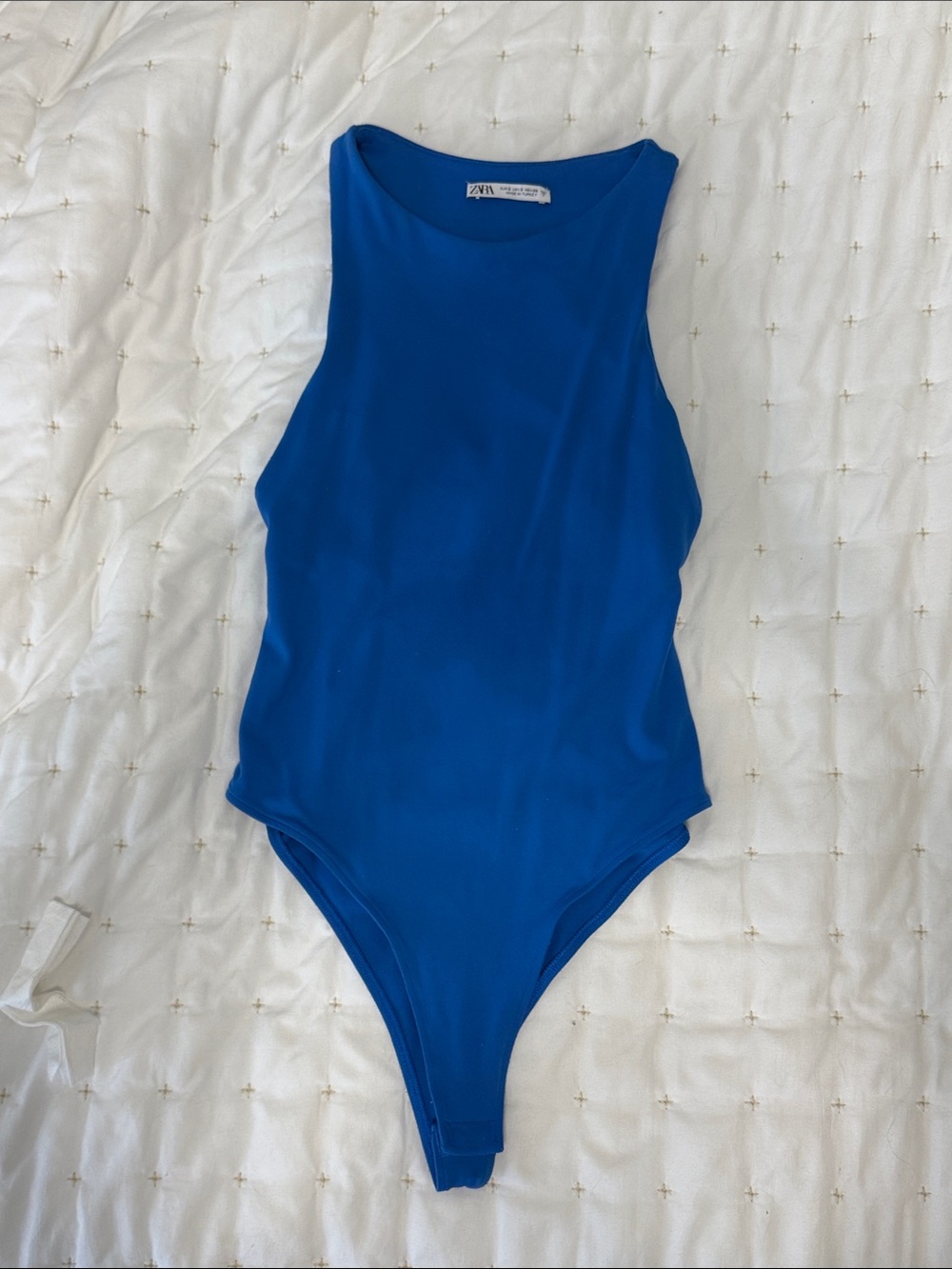 Zara Cobalt Blue High-Neck Bodysuit